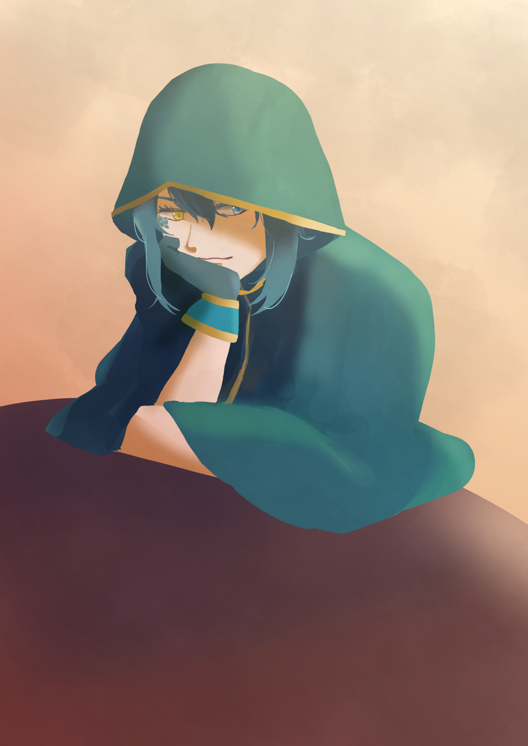 出先ではフードを被っている